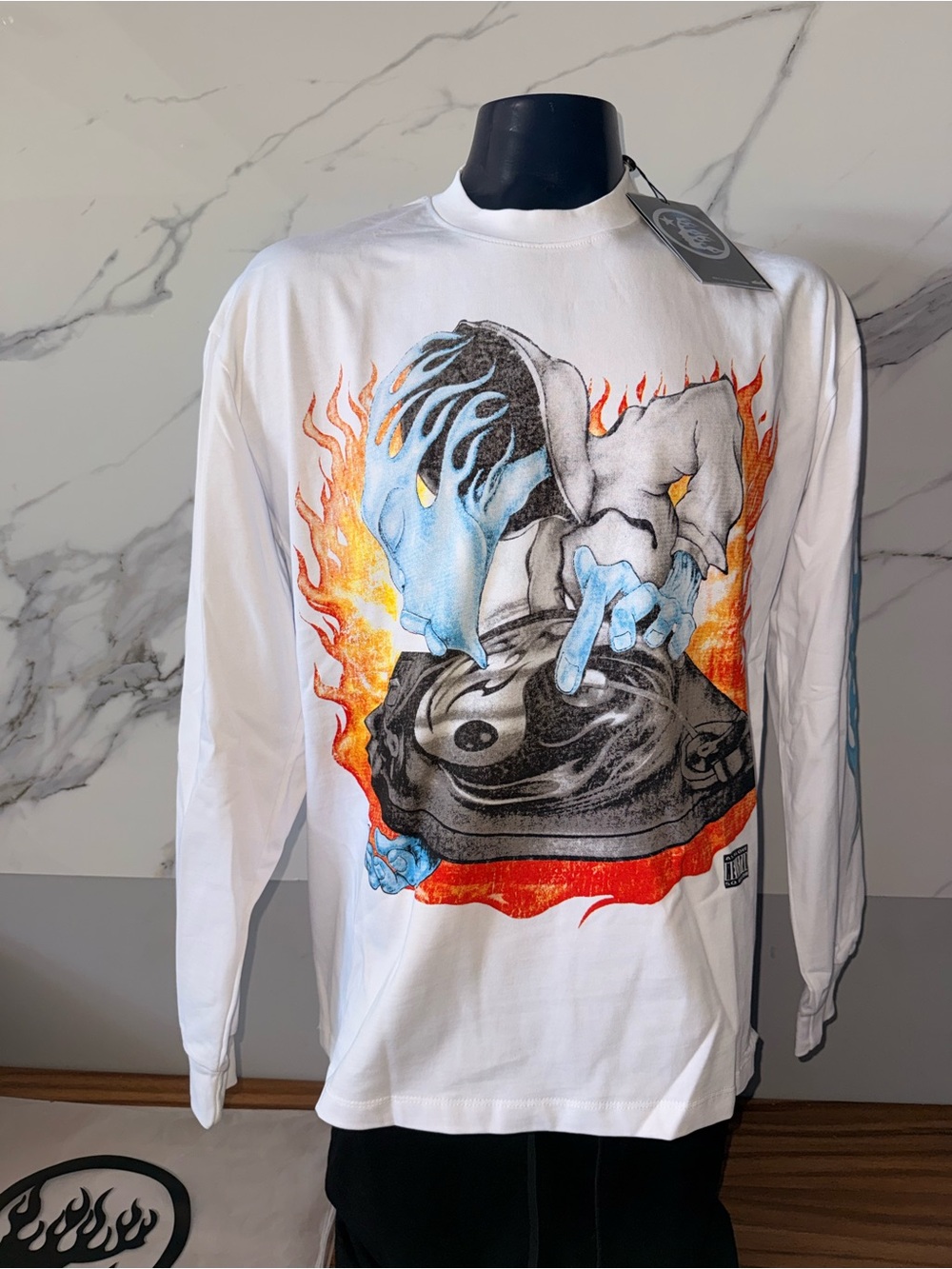 Hellstar Graphic Long-Sleeve DJ Print Shirt - White